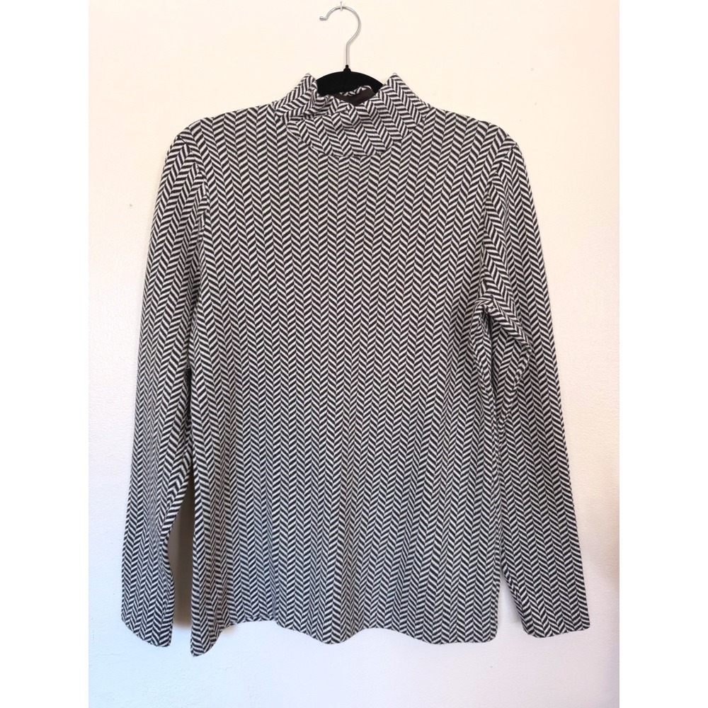 Duluth Trading Womens Medium Black Herringbone Coolmax Mock‎ Neck Top Pullover